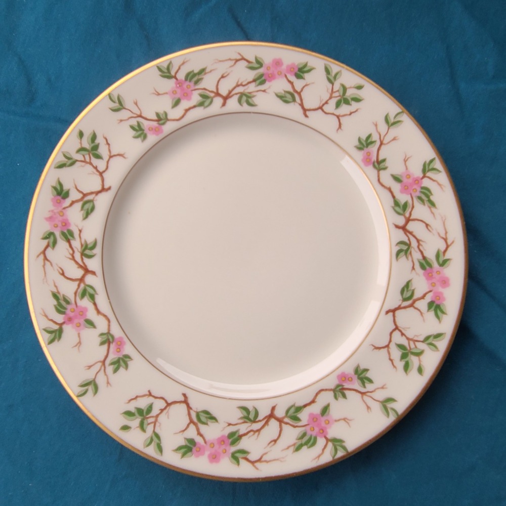 Set of 3 Franciscan China Woodside Dinner Plate 10 5/8" Pink Floral Gold Rim Vtg